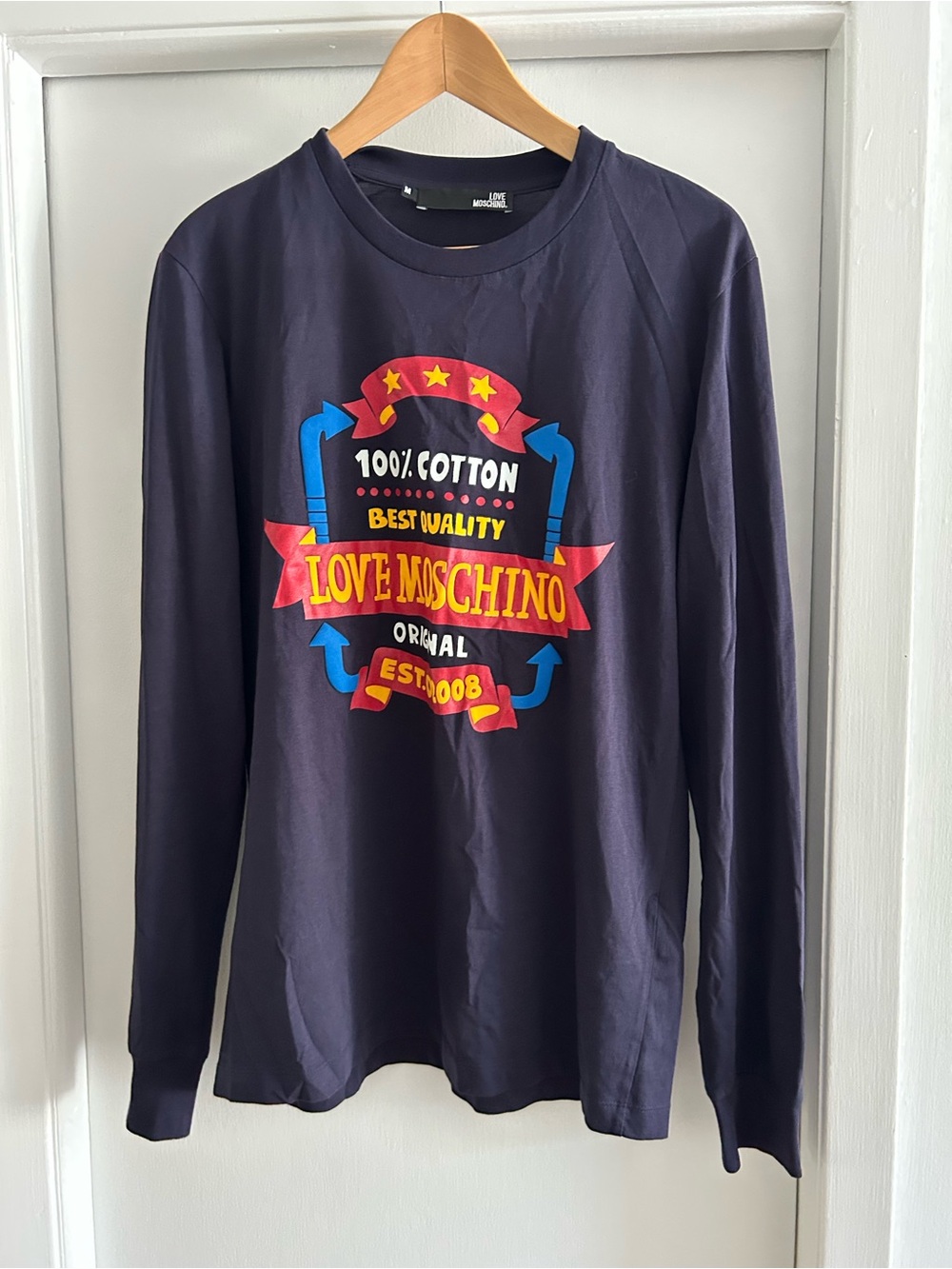 Love Moschino Navy Long-Sleeve Graphic Tee